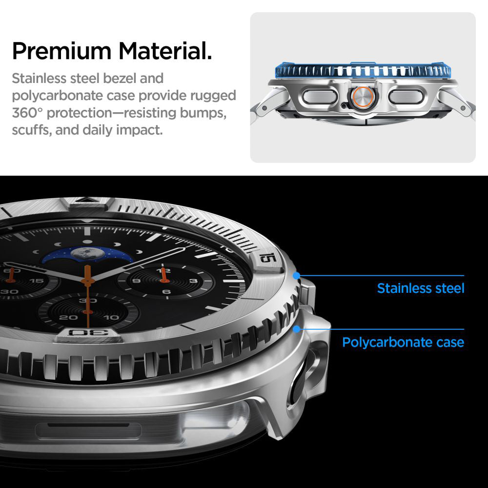 Spigen Tune Pro Pilot skyddsram för Samsung Galaxy Watch8 Classic, Silver ACS10017