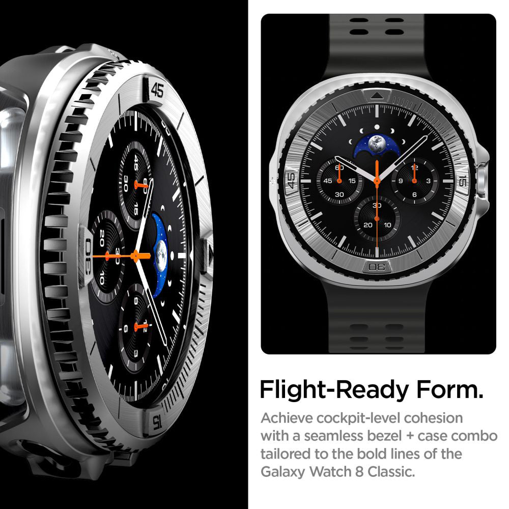 Spigen Tune Pro Pilot skyddsram för Samsung Galaxy Watch8 Classic, Silver ACS10017