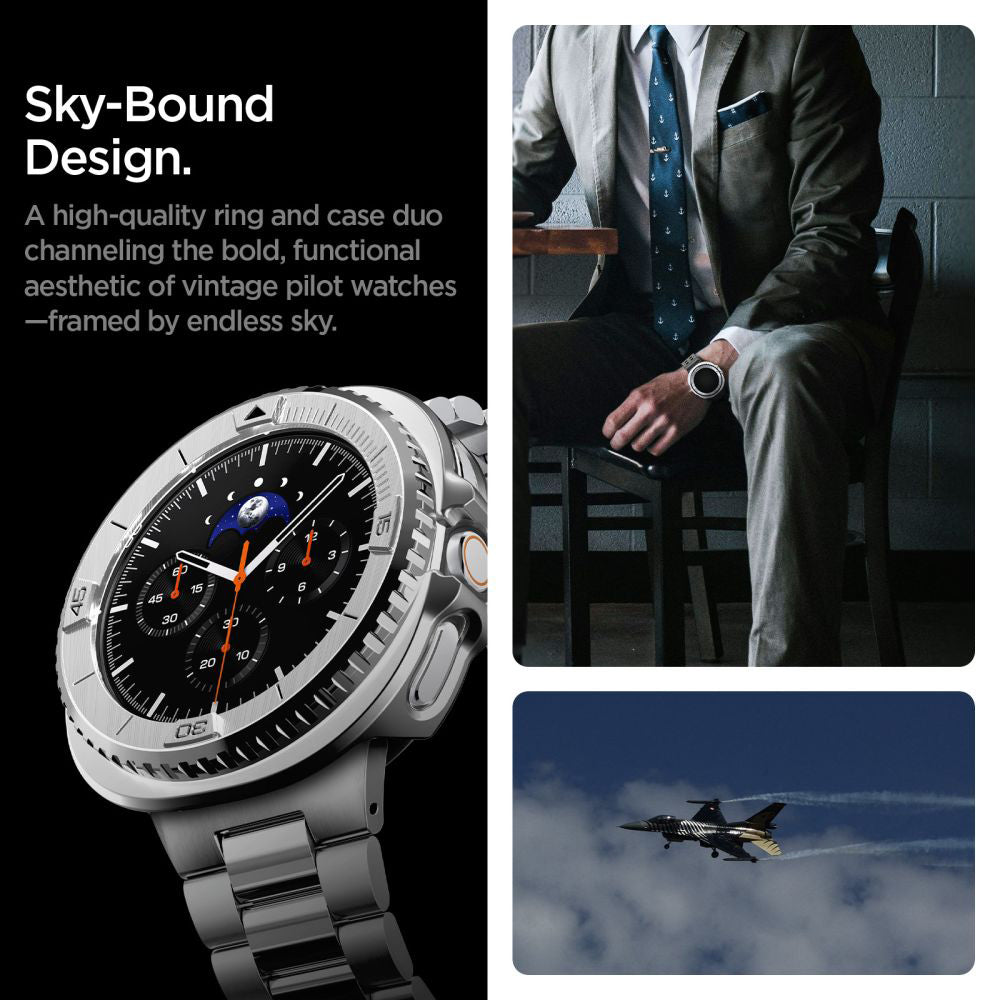 Spigen Tune Pro Pilot skyddsram för Samsung Galaxy Watch8 Classic, Silver ACS10017