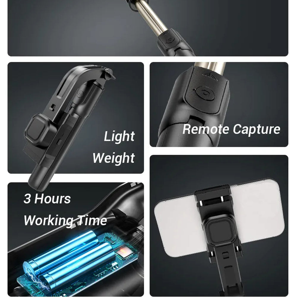 Selfie Stick Bluetooth Techsuit C06, Universal, Svart