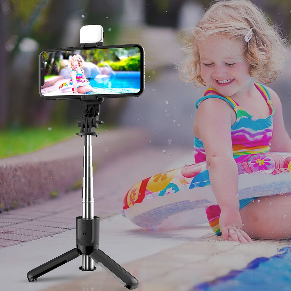 Selfie Stick Bluetooth Techsuit L11s, Universal, Svart