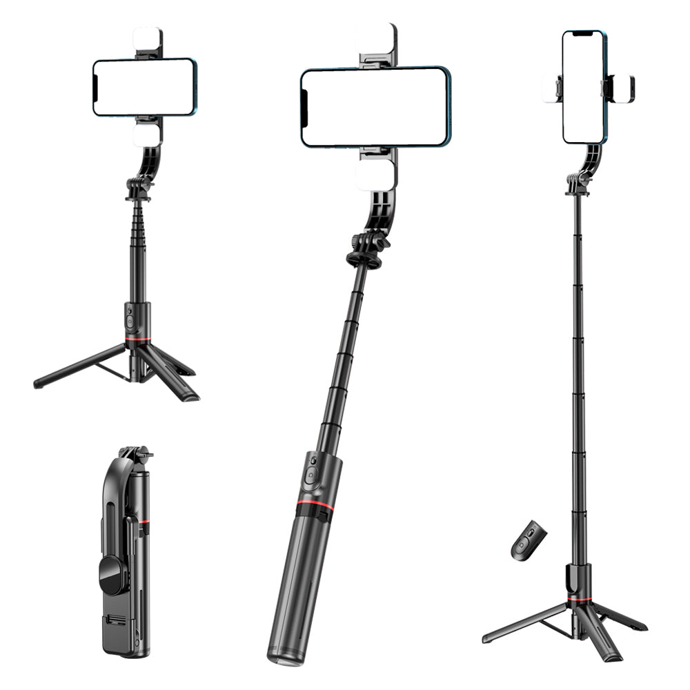 Selfie Stick Bluetooth Techsuit L12D, Universal, Svart