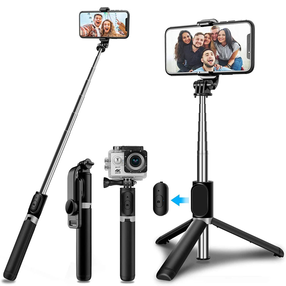 Selfie Stick Bluetooth Techsuit Q02, Universal, Svart