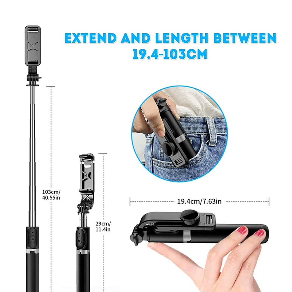 Selfie Stick Bluetooth Techsuit Q02, Universal, Svart
