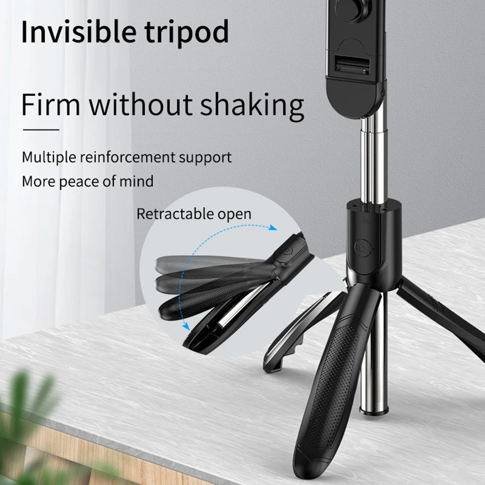 Selfie Stick Bluetooth Techsuit S01-S, Universal, Svart