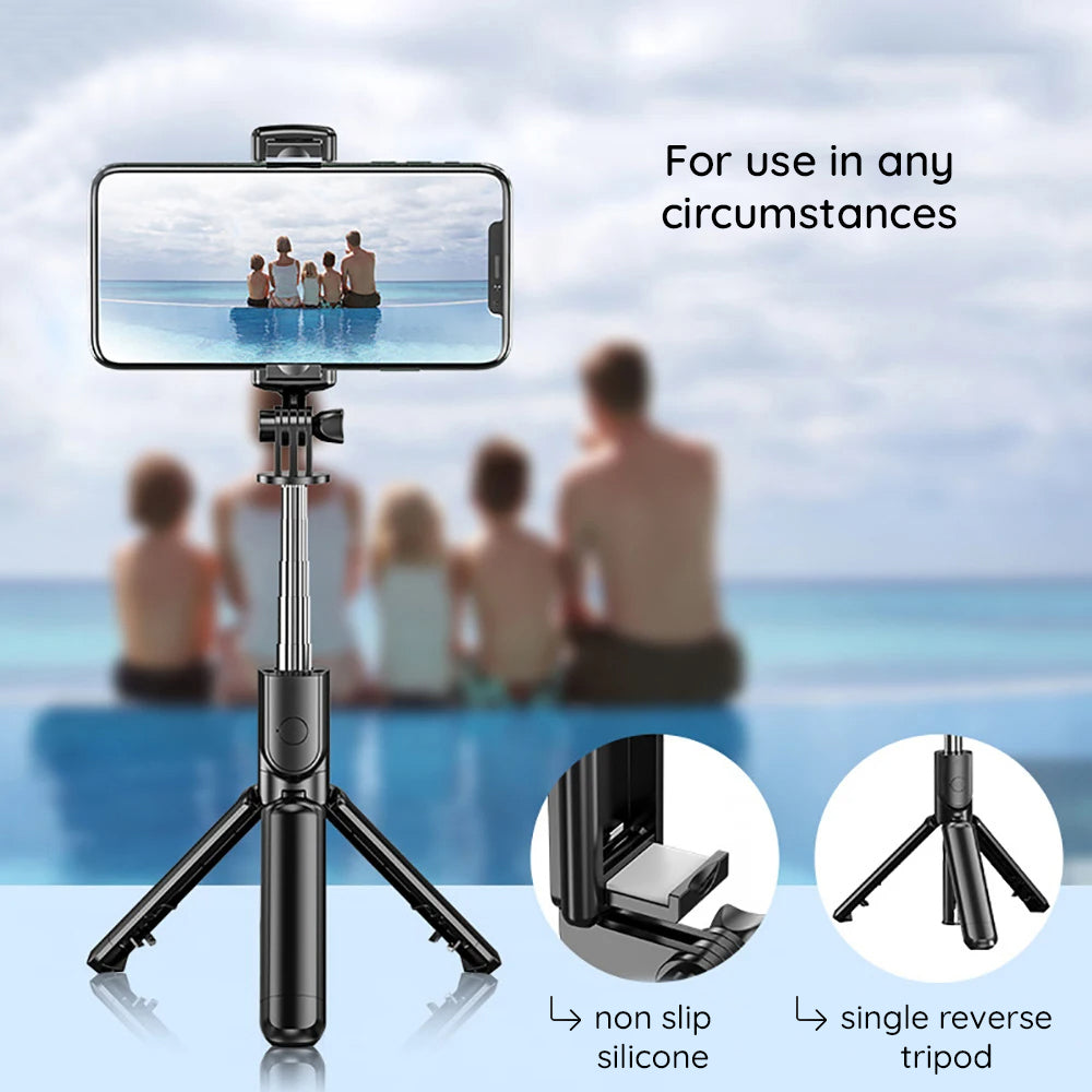Selfie Stick Bluetooth Techsuit S03, Universal, Black