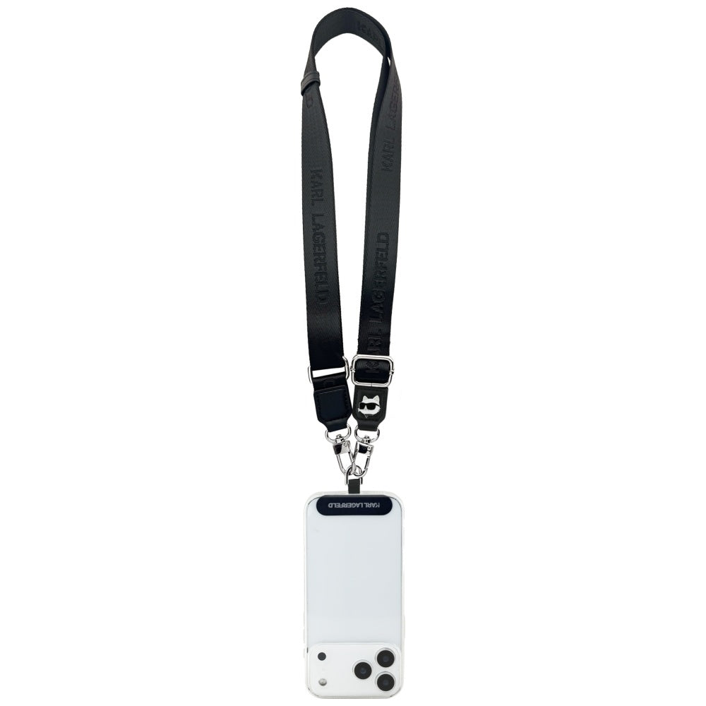 Karl Lagerfeld Choupette Metall Logo Telefonband, Svart