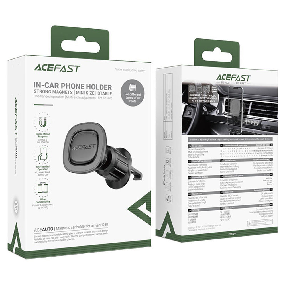 Magnetisk Bilhållare Acefast D50, Universal, Svart