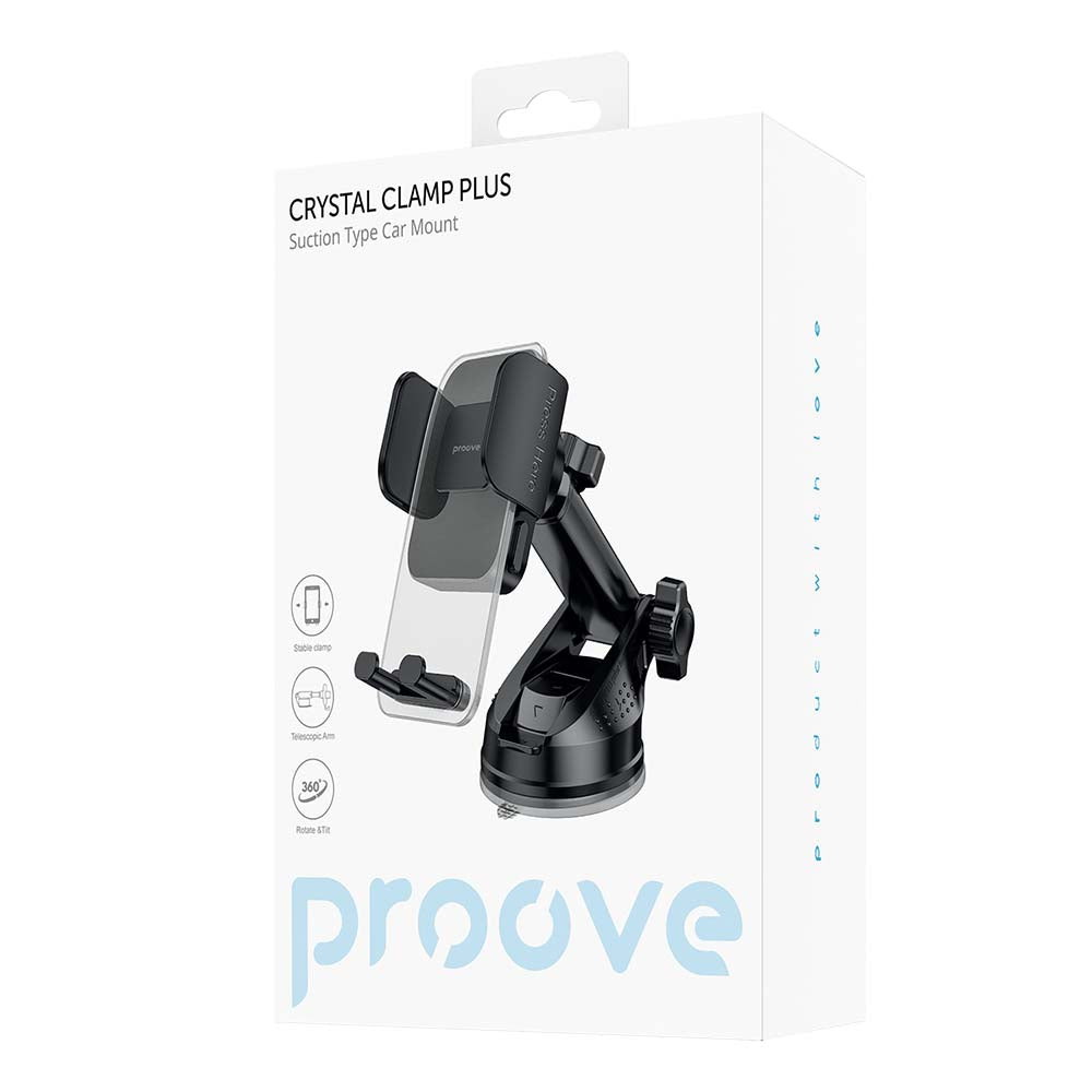 Bilhållare Proove Crystal Clamp Plus Dash, 4.7 tum - 6.9 tum, Svart CHCSP0000001