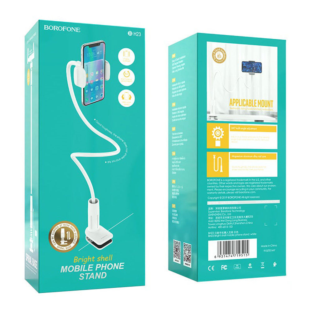 Borofone BH23 Bright Shell Skrivbordsställ, 4,5 tum - 6,5 tum, Vit