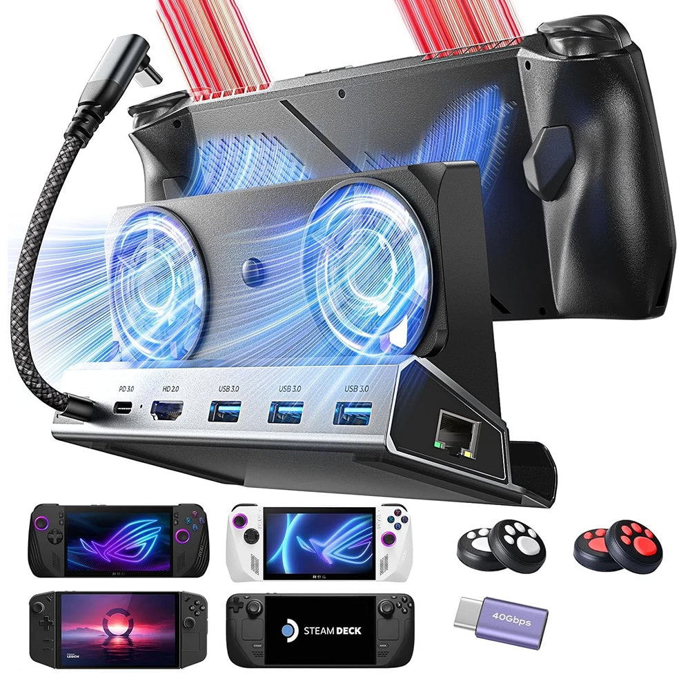 Hub-stöd med kylare Lisen S1 för ROG / Lenovo / Razer / Aya / Logitech / Onexplayer-serien, Svart YL0423110005