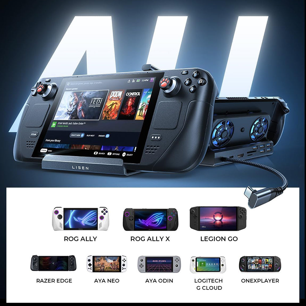 Hub-stöd med kylare Lisen S1 för ROG / Lenovo / Razer / Aya / Logitech / Onexplayer-serien, Svart YL0423110005