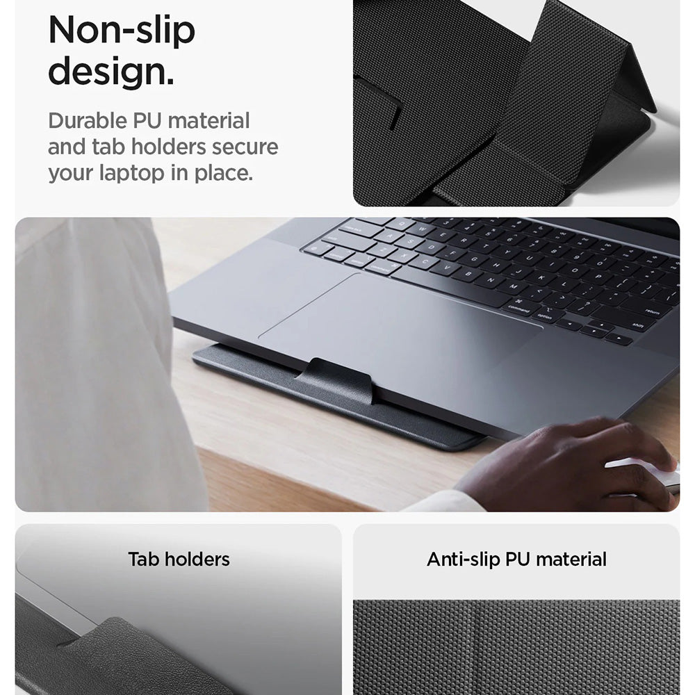 Spigen Slim Fold LD201-S8 stöd för Laptop max. 16 tum, Svart AMP11117