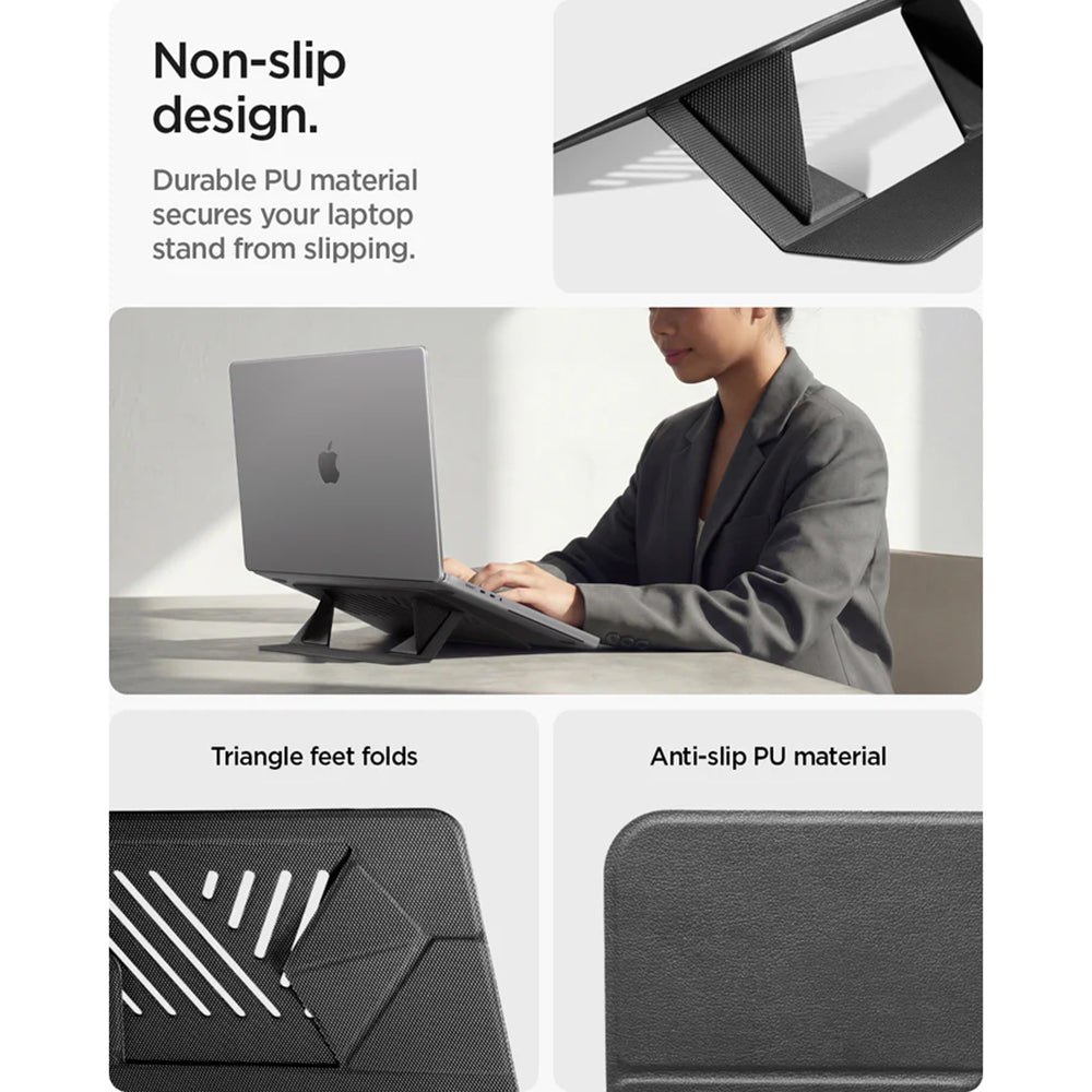 Spigen Slim Fold LD201-S6-stativ för bärbar dator max. 14 tum, svart AMP11115