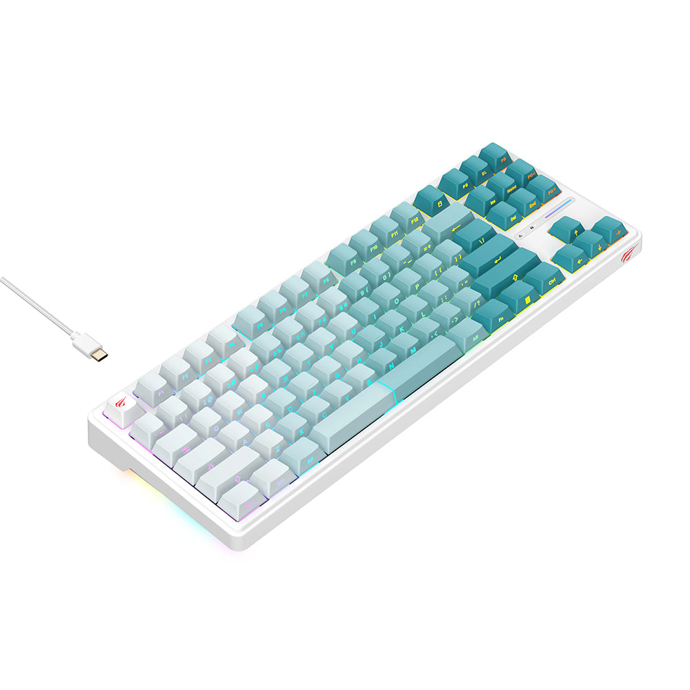 Gamingtangentbord Wired USB HAVIT KB901L, RGB, 1.8m, Vit Grön