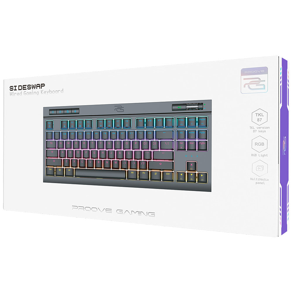Gamingtangentbord Wired USB Proove Sideswap, RGB, 1.5m, Svart CKSIEN00022401