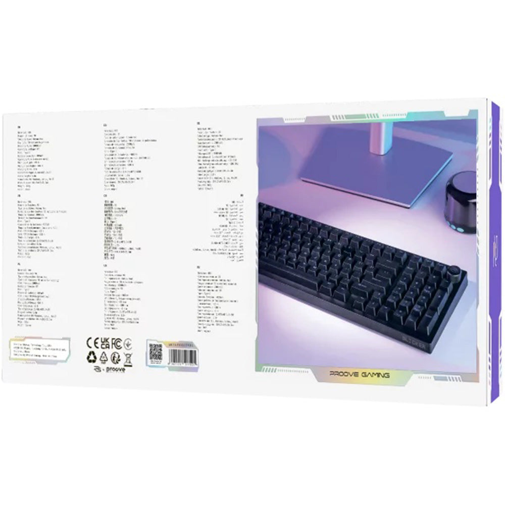 Trådlöst gamingtangentbord Proove Slicker, RGB, BT / Wi-Fi / Kabelanslutet, 1.8m, Svart WKSLEN00022401