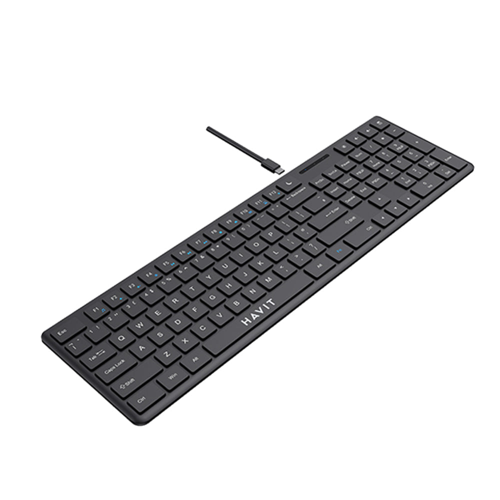 Wired USB-tangentbord HAVIT KB252, USB-C, 1.5m, Svart