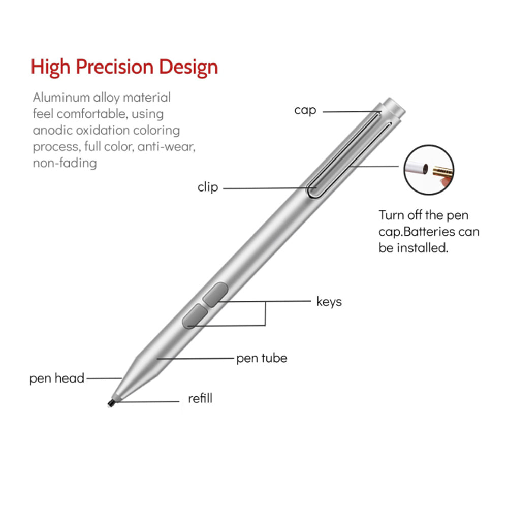 Touch Pen Techsuit F94S för Microsoft Surface / Asus Transformer / Zen / Vivobook / HP Envy / Pavilion / Spectre, Aktiv Version, Svart