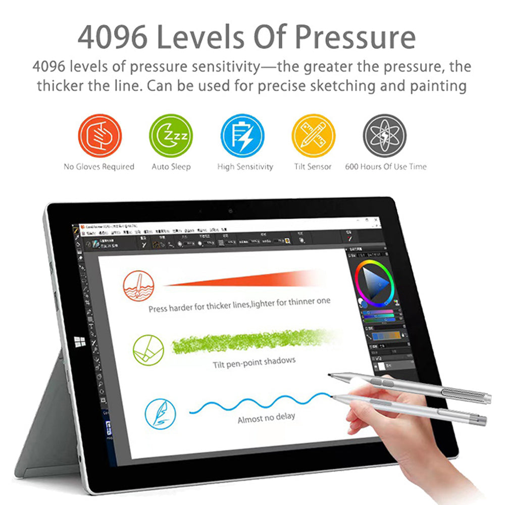 Touch Pen Techsuit F94S för Microsoft Surface / Asus Transformer / Zen / Vivobook / HP Envy / Pavilion / Spectre, Aktiv Version, Svart