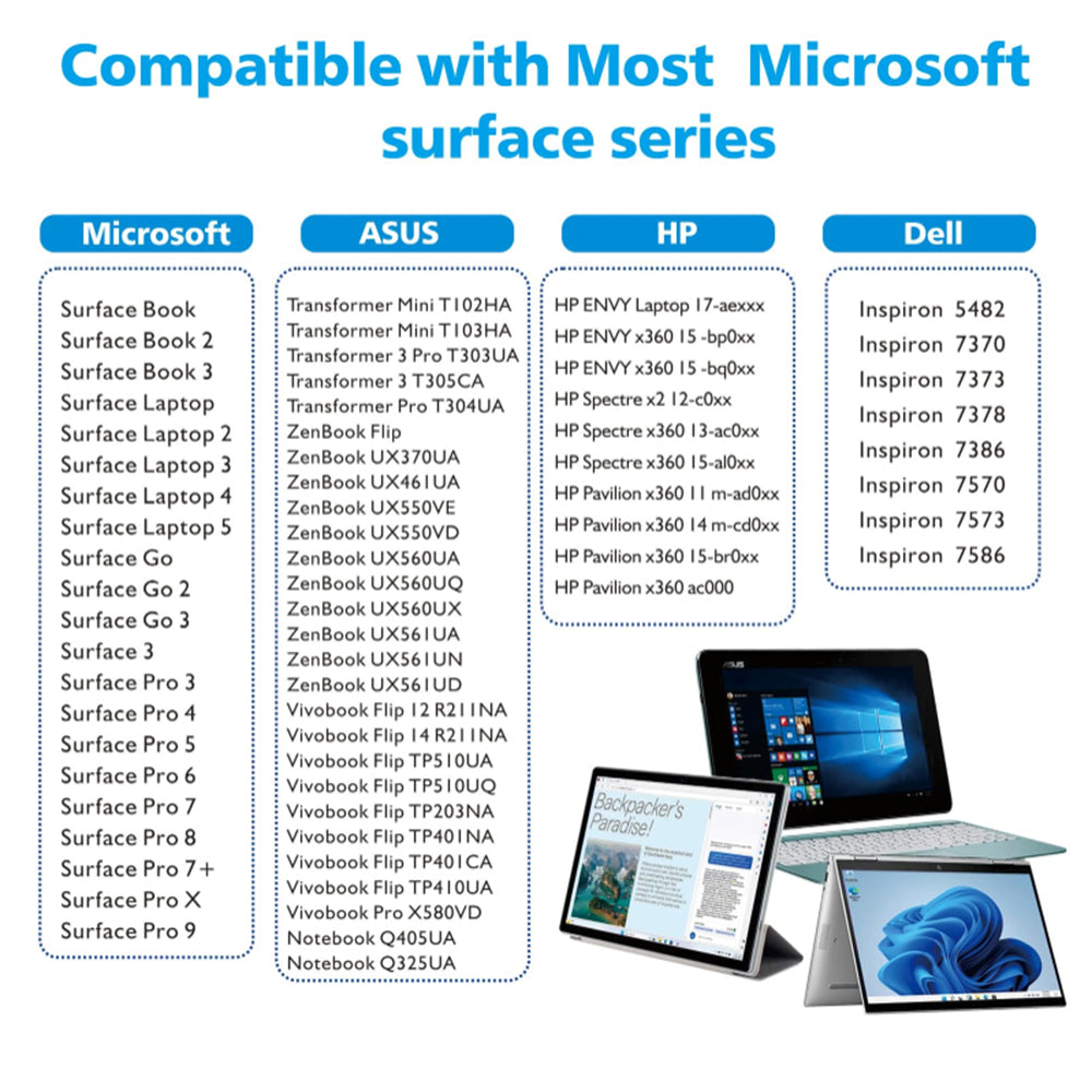 Touch Pen Techsuit F97 för Microsoft Surface, Aktiv Version, Svart