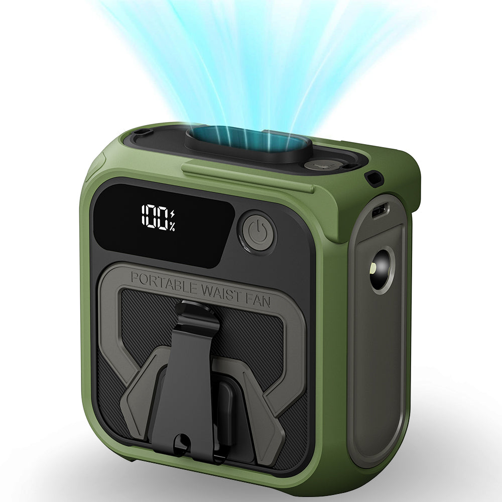 Bärbar fläkt Techsuit Z13 med externt batteri 10000mAh, Grön