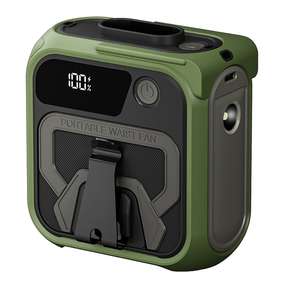 Bärbar fläkt Techsuit Z13 med externt batteri 10000mAh, Grön