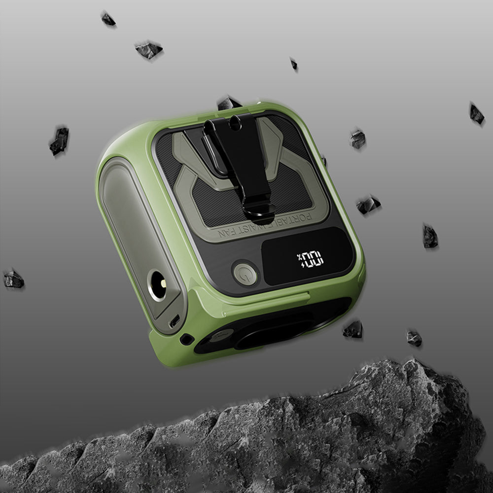 Bärbar fläkt Techsuit Z13 med externt batteri 10000mAh, Grön