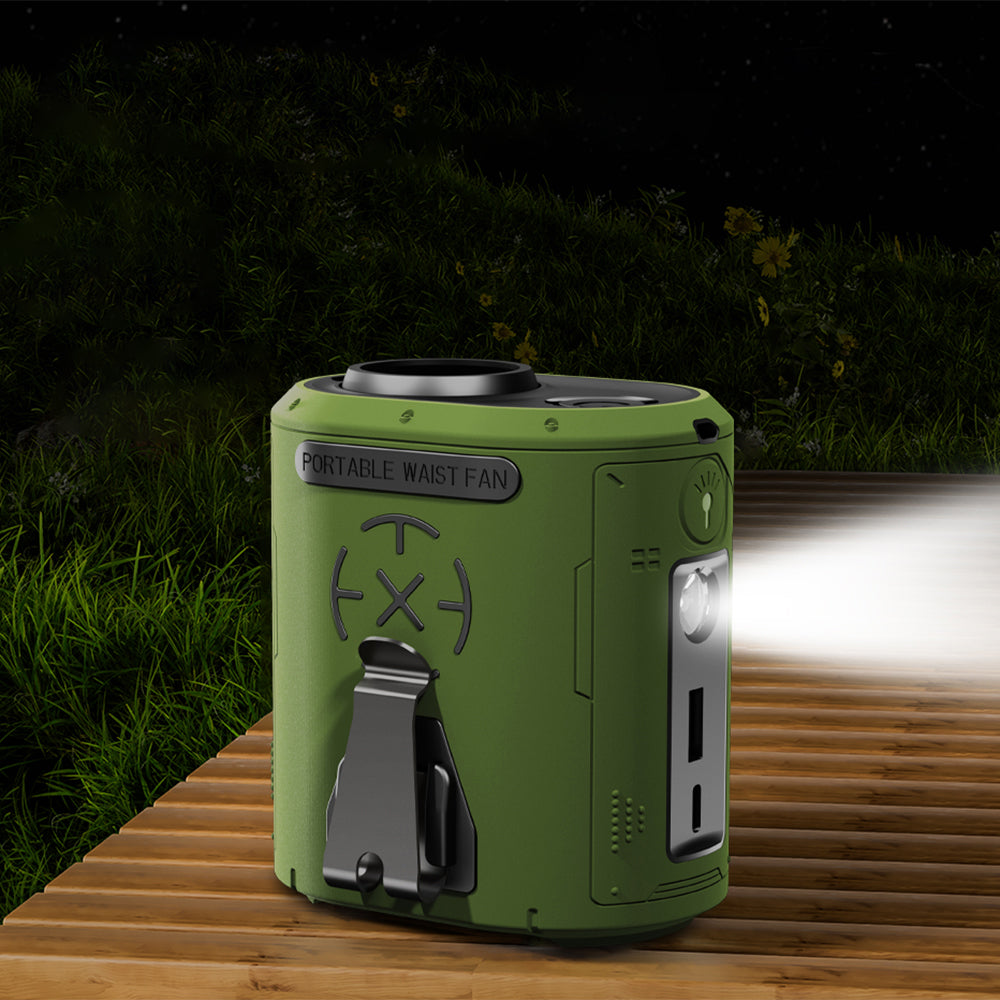 Bärbar fläkt Techsuit Z14 med externt batteri 5000mAh, Grön