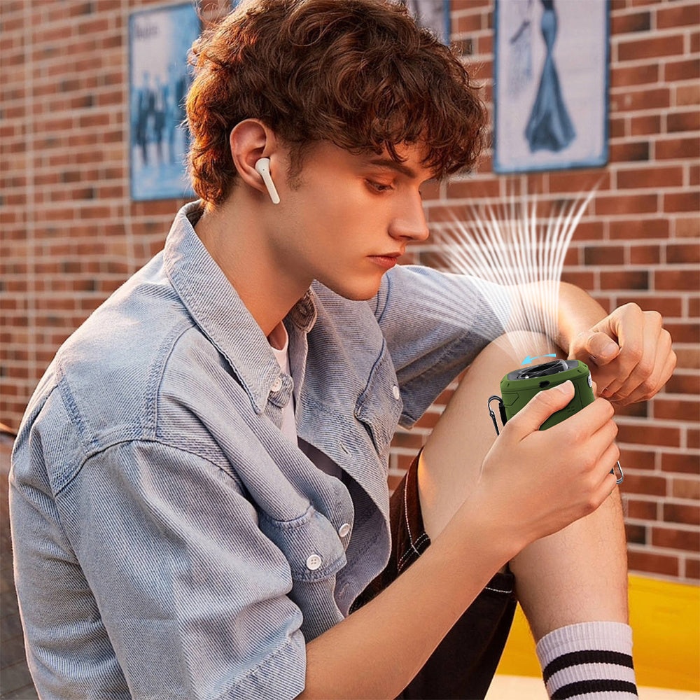 Bärbar fläkt Techsuit Z14 med externt batteri 5000mAh, Grön