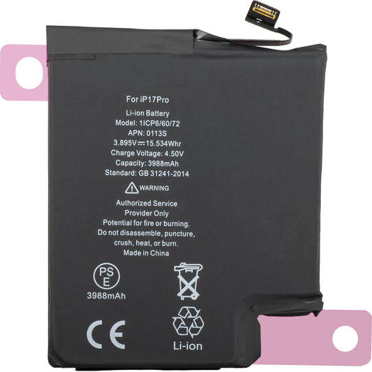Apple iPhone 17 Pro-batteri, USA-version e-SIM