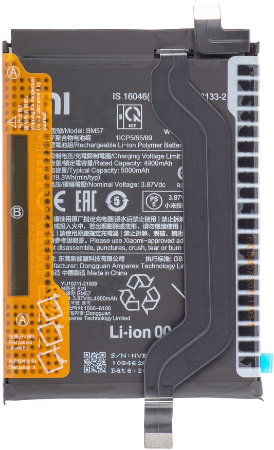 Batteri Xiaomi Poco X3 GT, BM57, Service Pack 46020000701G