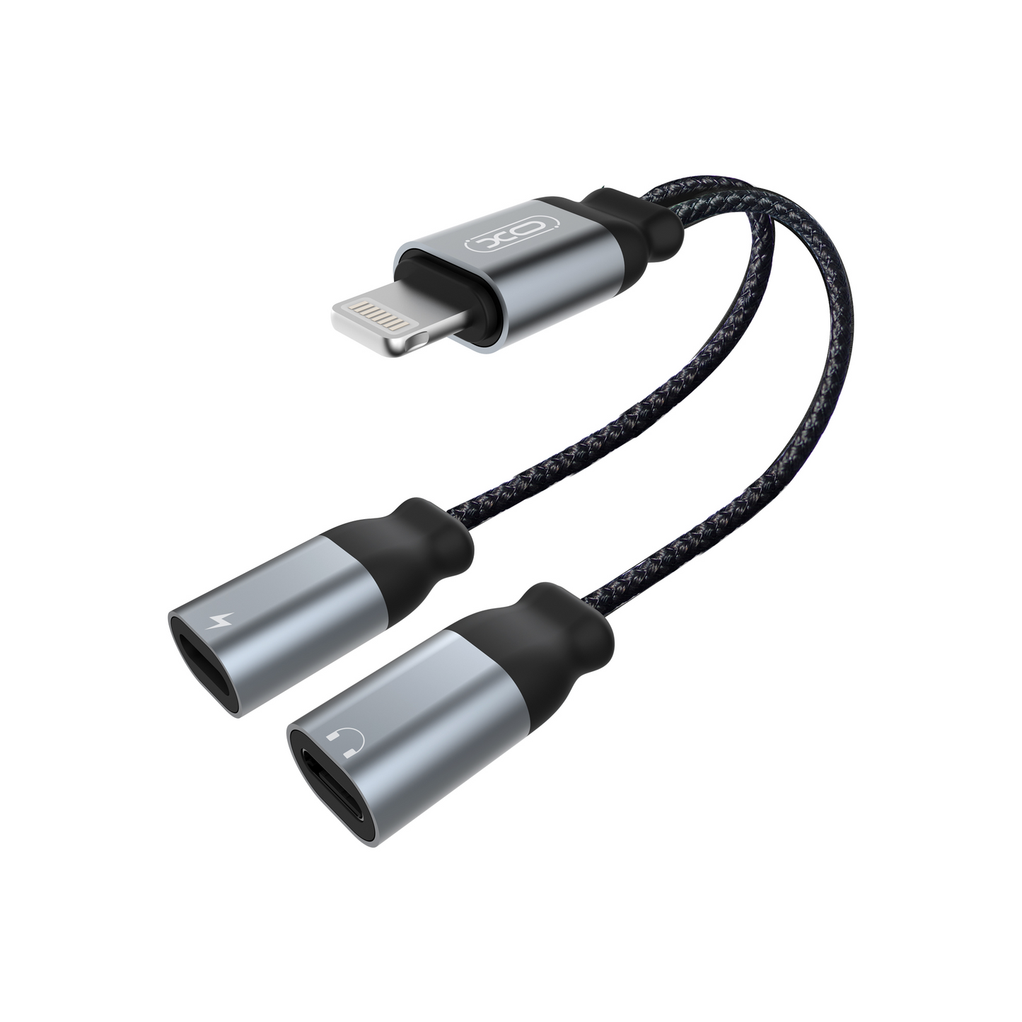 Ljudadapter Lightning - 2 x Lightning XO Design NB-R160A, Grå