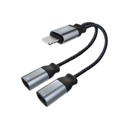 Ljudadapter Lightning - 2 x Lightning XO Design NB-R160A, Grå