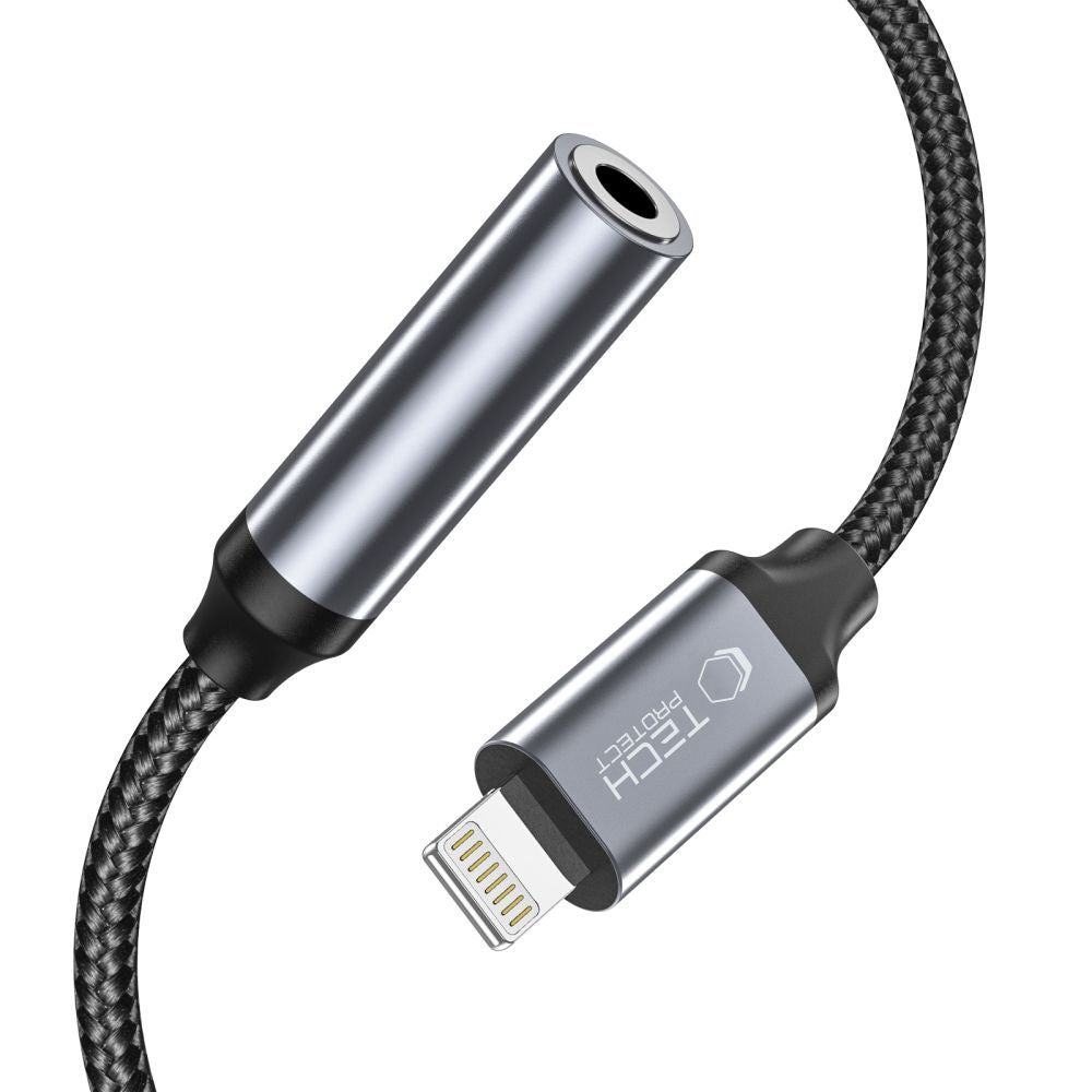 Audioadapter Lightning - 3.5mm Tech-Protect Ultraboost, Svart