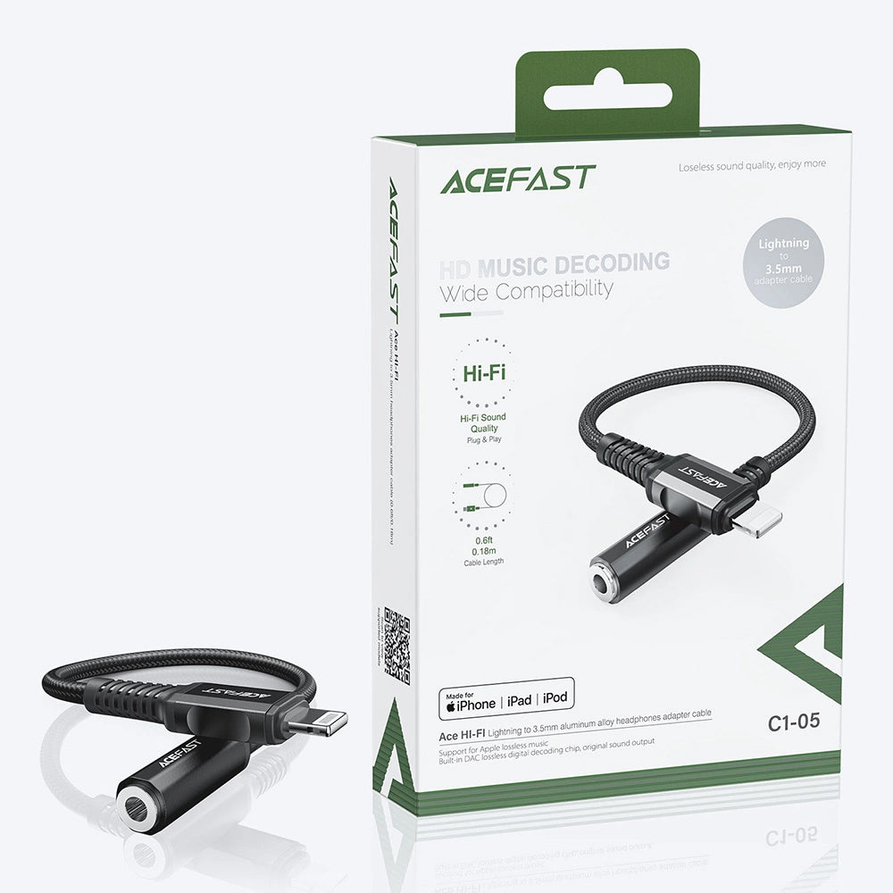 Audioadapter Lightning - 3.5mm Acefast C1-05, Svart
