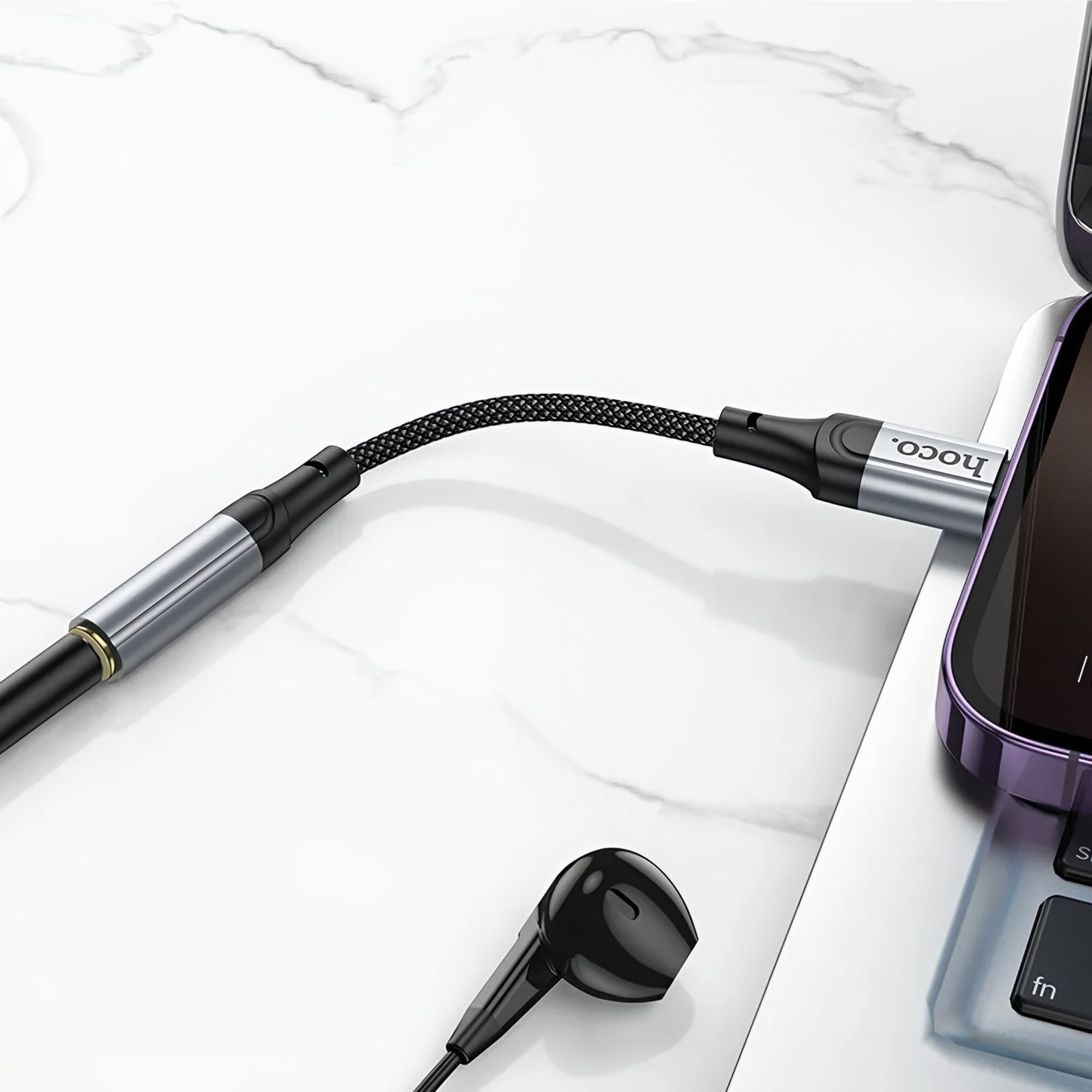 Lightning to 3.5mm Audio Adapter HOCO LS36A, Gray