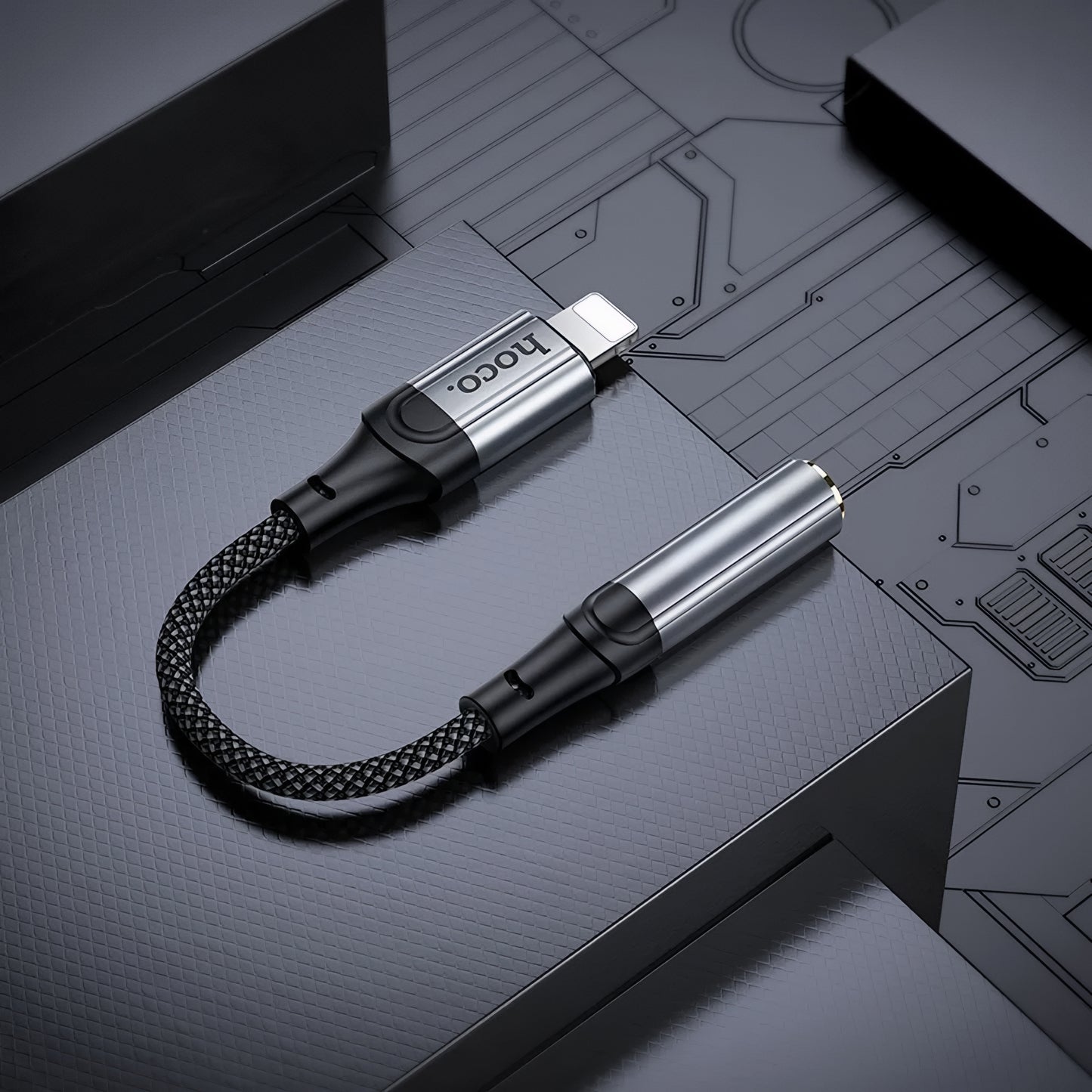 Lightning to 3.5mm Audio Adapter HOCO LS36A, Gray