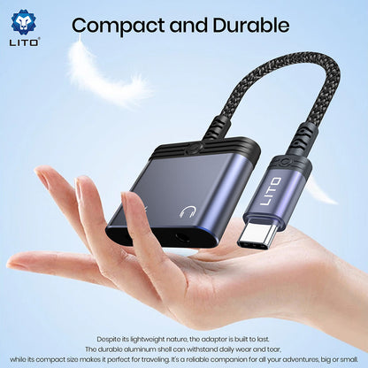 Audioadapter Lightning - Lightning / 3.5mm Lito LA04L, Svart