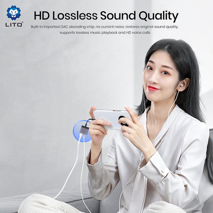 Audioadapter Lightning - Lightning / 3.5mm Lito LA04L, Svart