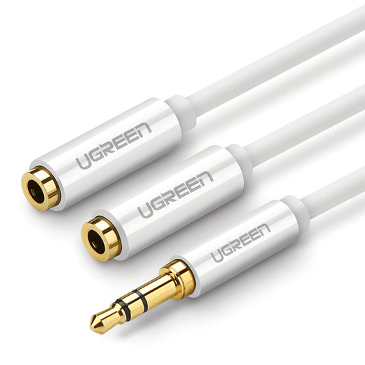 Audio Splitter Adapter 3.5mm - 2 x 3.5mm UGREEN AV123 2in1, 0.25m, Vit