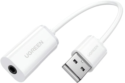 Audioadapter UGREEN US206, USB-A - 3,5 mm, Vit