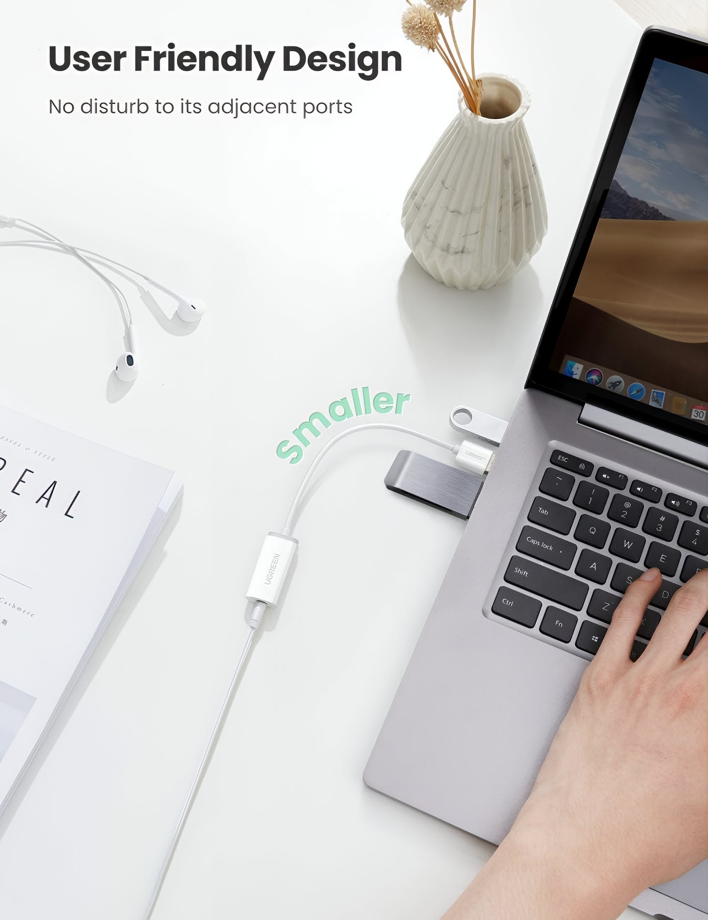 Audioadapter UGREEN US206, USB-A - 3,5 mm, Vit