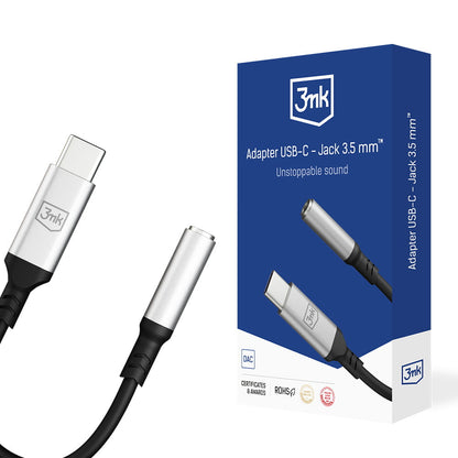 USB-C ljudadapter - 3,5 mm 3MK, Silver