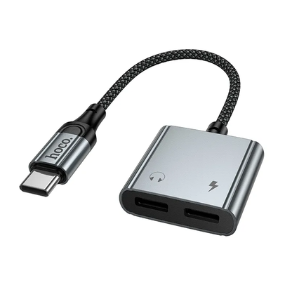 USB-C ljudadapter - USB-C / USB-C HOCO UPA34A, grå