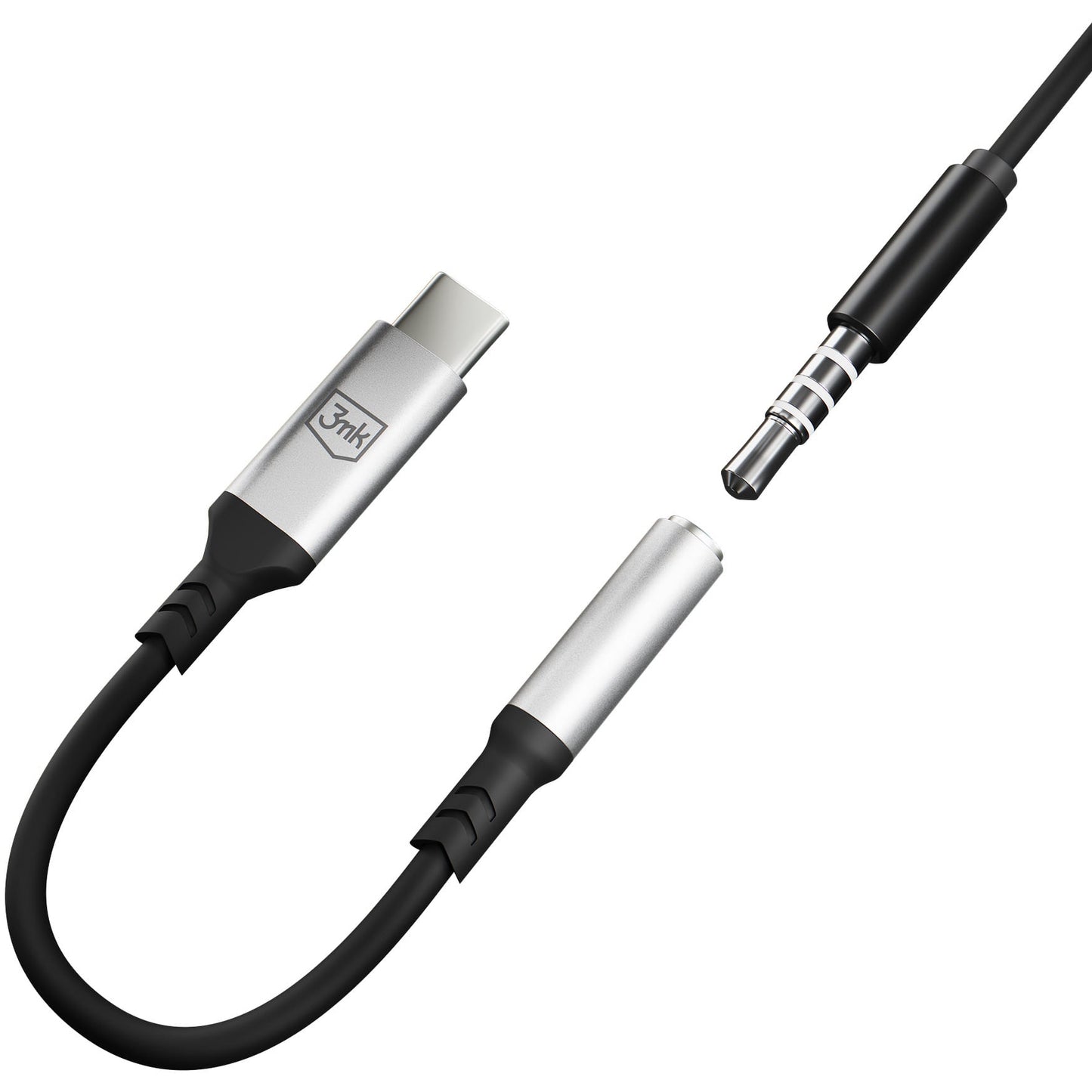 USB-C ljudadapter - 3,5 mm 3MK, Silver