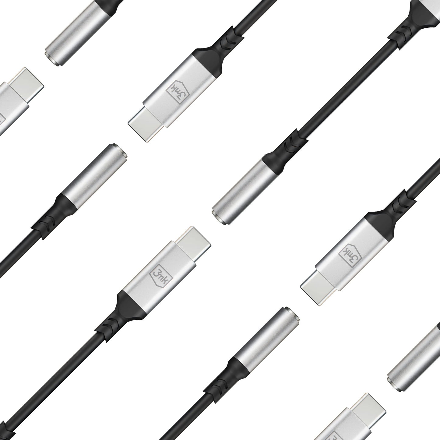USB-C ljudadapter - 3,5 mm 3MK, Silver