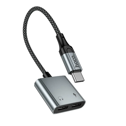 USB-C ljudadapter - USB-C / USB-C HOCO UPA34A, grå
