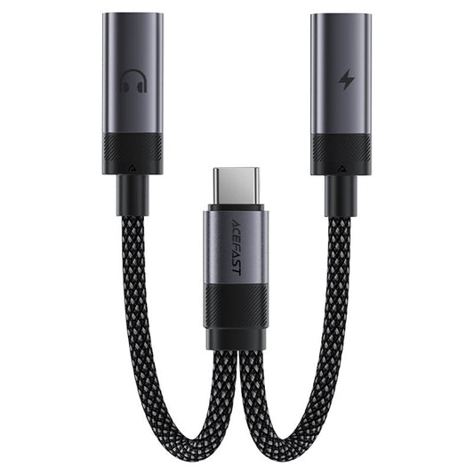 USB-C-ljudadapter - 2 x USB-C Acefast J14, Svart