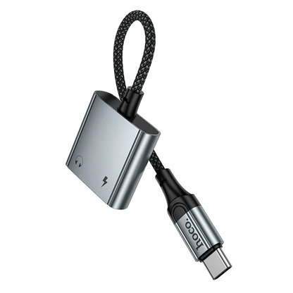 USB-C ljudadapter - USB-C / USB-C HOCO UPA34A, grå